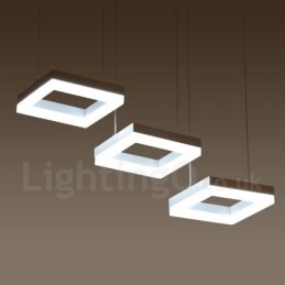 Nowoczesna, współczesna lampa wisząca ze stopu aluminium, 3 światła, z kloszem akrylowym