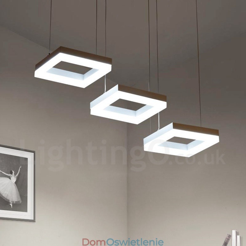 Nowoczesna, współczesna lampa wisząca ze stopu aluminium, 3 światła, z kloszem akrylowym