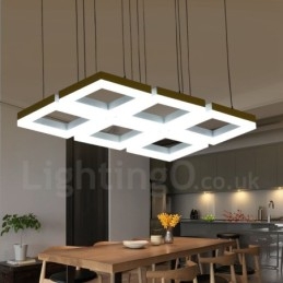 Nowoczesna, współczesna lampa wisząca ze stopu aluminium, 6 świateł, z kloszem akrylowym