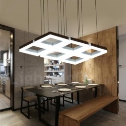 Nowoczesna, współczesna lampa wisząca ze stopu aluminium, 6 świateł, z kloszem akrylowym