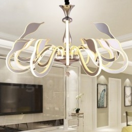 Ściemnialny nowoczesny żyrandol stalowy na 12 świateł z kloszem akrylowym