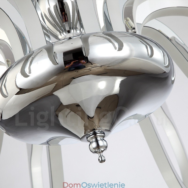 Ściemnialny nowoczesny żyrandol stalowy na 12 świateł z kloszem akrylowym