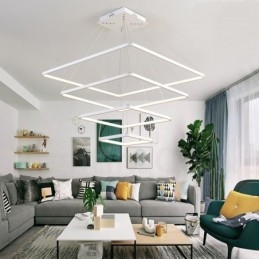Nowoczesna, współczesna lampa wisząca ze stopu aluminium, 4 światła, z kloszem akrylowym