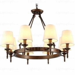 8-punktowa lampa wisząca w stylu nordyckim rustykalnym z abażurem z tkaniny