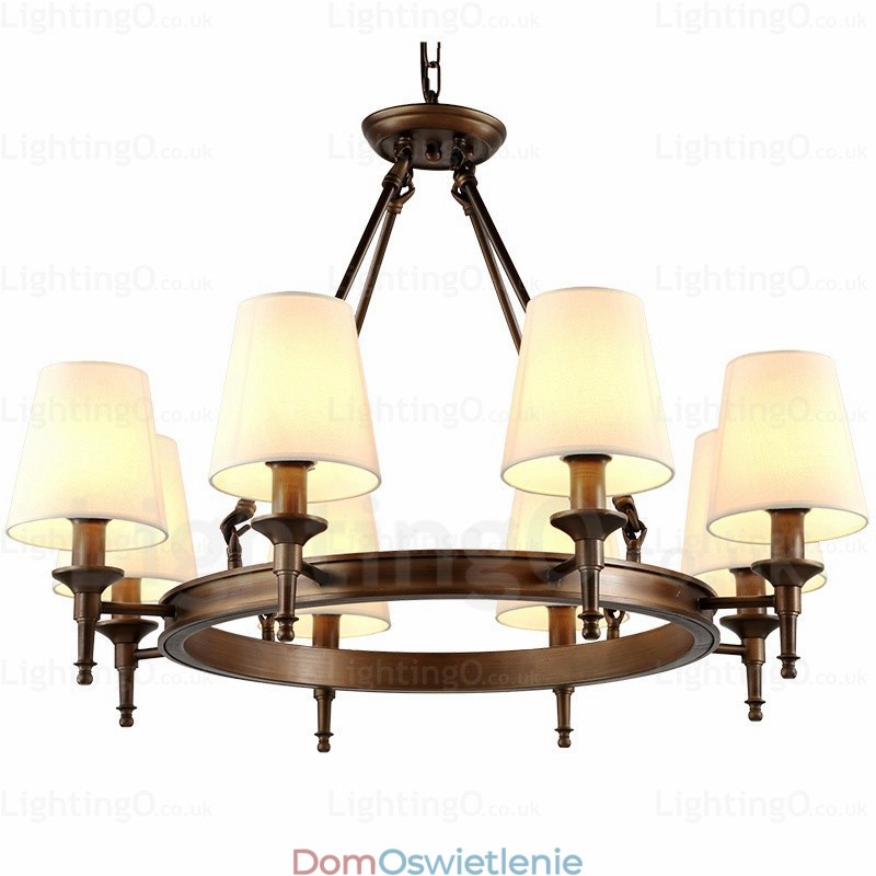 8-punktowa lampa wisząca w stylu nordyckim rustykalnym z abażurem z tkaniny