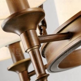 8-punktowa lampa wisząca w stylu nordyckim rustykalnym z abażurem z tkaniny