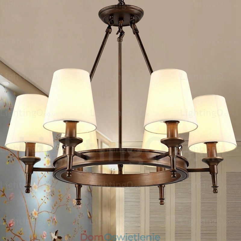 6-punktowa lampa wisząca w stylu nordyckim z abażurem z tkaniny