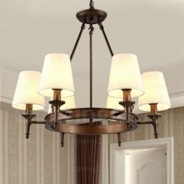 6-punktowa lampa wisząca w stylu nordyckim z abażurem z tkaniny