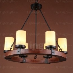 6-punktowa lampa wisząca w stylu rustykalnym z kloszem szklanym