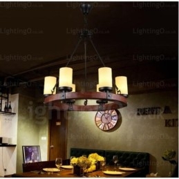 6-punktowa lampa wisząca w stylu rustykalnym z kloszem szklanym