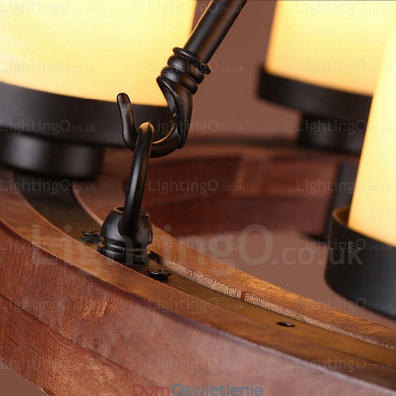 6-punktowa lampa wisząca w stylu rustykalnym z kloszem szklanym