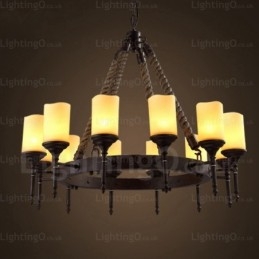 12-punktowa lampa wisząca w stylu rustykalnym vintage retro z kloszem szklanym