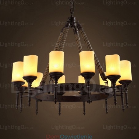 12-punktowa lampa wisząca w stylu rustykalnym vintage retro z kloszem szklanym 12-punktowa lampa wisząca w stylu rustykalnym vintage retro z kloszem szklanym