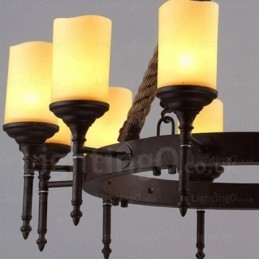 12-punktowa lampa wisząca w stylu rustykalnym vintage retro z kloszem szklanym