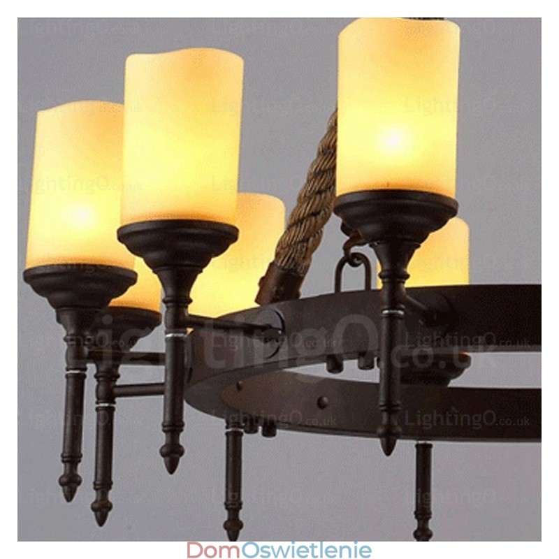 12-punktowa lampa wisząca w stylu rustykalnym vintage retro z kloszem szklanym