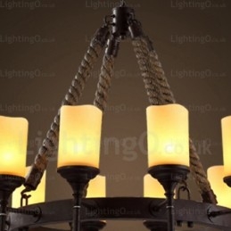 12-punktowa lampa wisząca w stylu rustykalnym vintage retro z kloszem szklanym