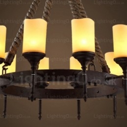 12-punktowa lampa wisząca w stylu rustykalnym vintage retro z kloszem szklanym