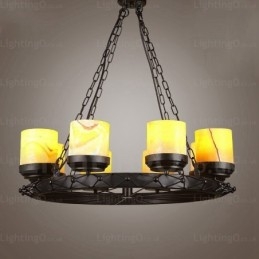 8-punktowa lampa wisząca w stylu rustykalnym vintage retro z kloszem szklanym
