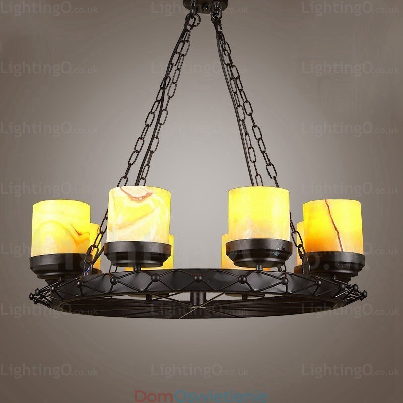 8-punktowa lampa wisząca w stylu rustykalnym vintage retro z kloszem szklanym