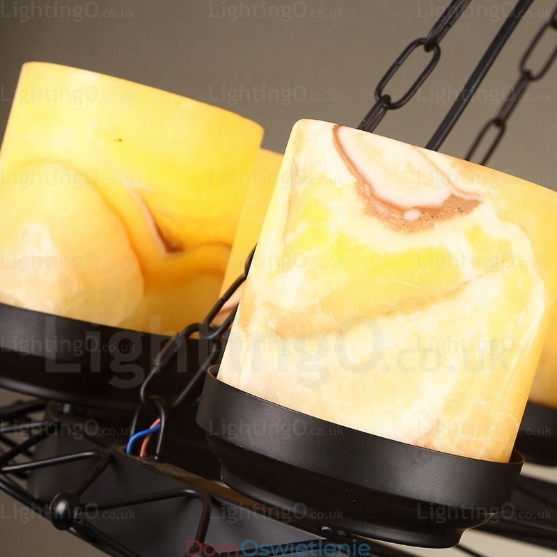 8-punktowa lampa wisząca w stylu rustykalnym vintage retro z kloszem szklanym