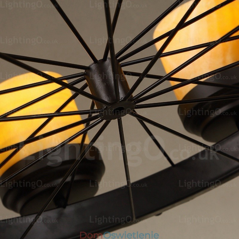 8-punktowa lampa wisząca w stylu rustykalnym vintage retro z kloszem szklanym