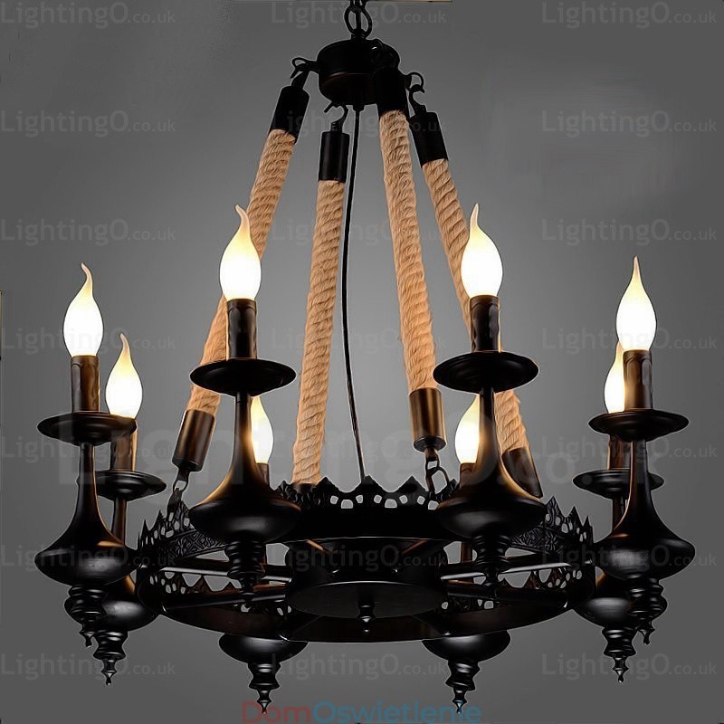 8-punktowa lampa wisząca w stylu rustykalnym