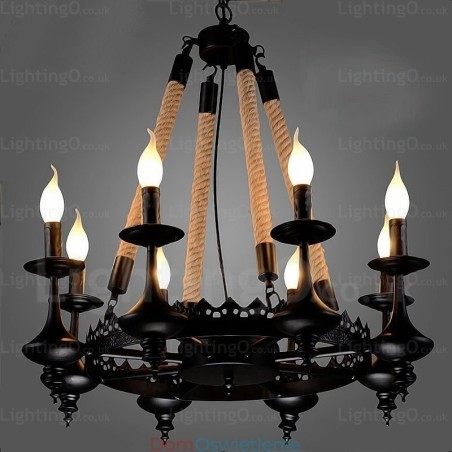 8-punktowa lampa wisząca w stylu rustykalnym 8-punktowa lampa wisząca w stylu rustykalnym