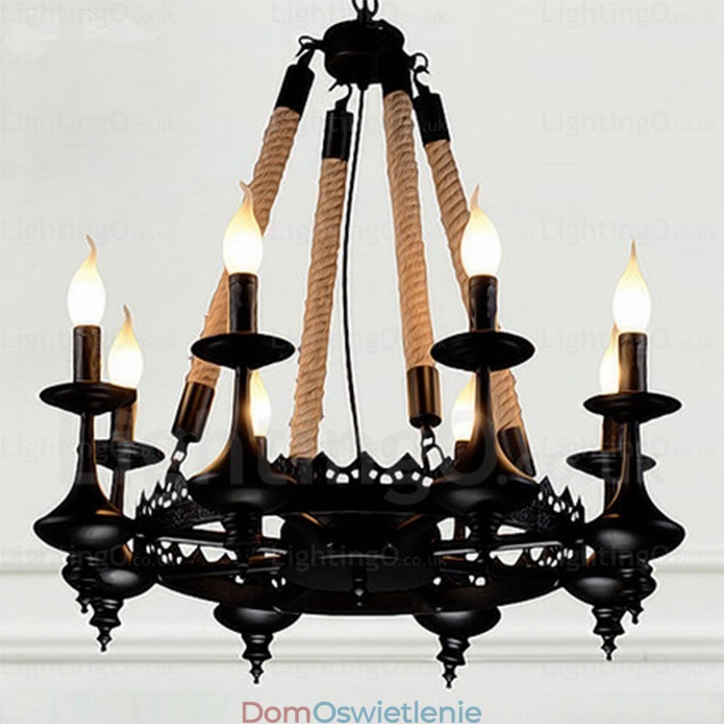 8-punktowa lampa wisząca w stylu rustykalnym