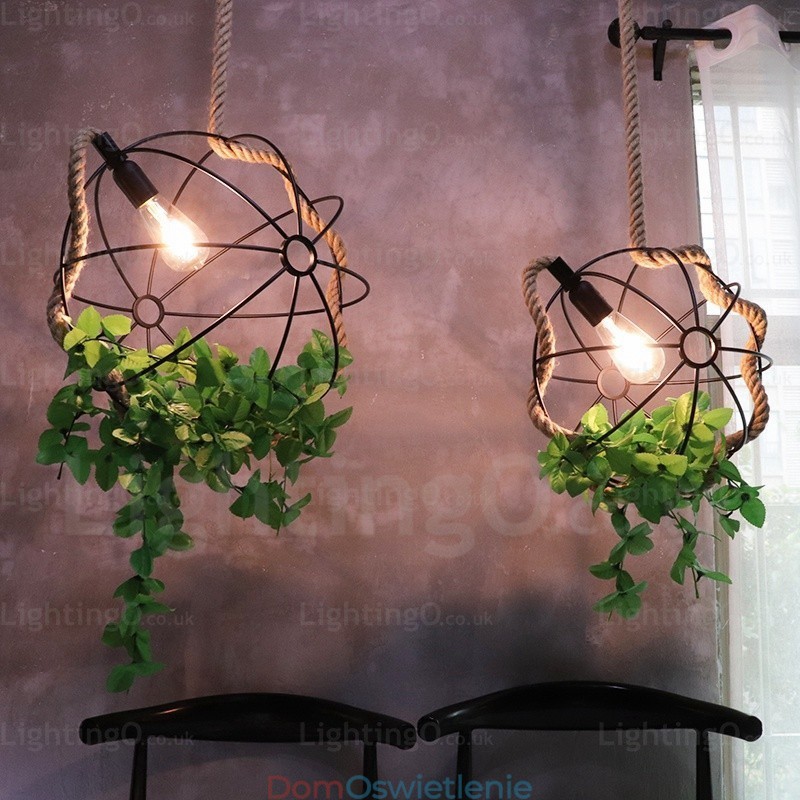 1 Lekka, rustykalna, wisząca lampa w stylu retro