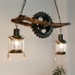 2-punktowa lampa wisząca w stylu rustykalnym vintage retro z kloszem szklanym