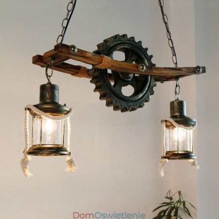 2-punktowa lampa wisząca w stylu rustykalnym vintage retro z kloszem szklanym 2-punktowa lampa wisząca w stylu rustykalnym vintage retro z kloszem szklanym