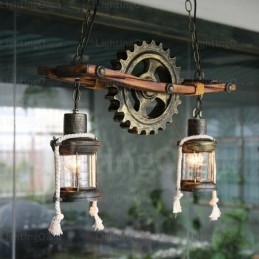 2-punktowa lampa wisząca w stylu rustykalnym vintage retro z kloszem szklanym