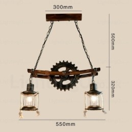 2-punktowa lampa wisząca w stylu rustykalnym vintage retro z kloszem szklanym