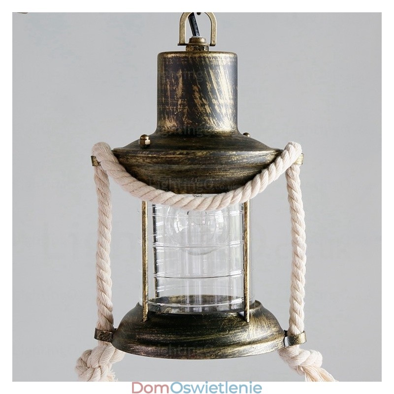 2-punktowa lampa wisząca w stylu rustykalnym vintage retro z kloszem szklanym