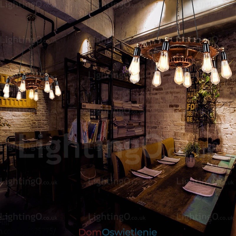 9-punktowa lampa wisząca w stylu vintage retro