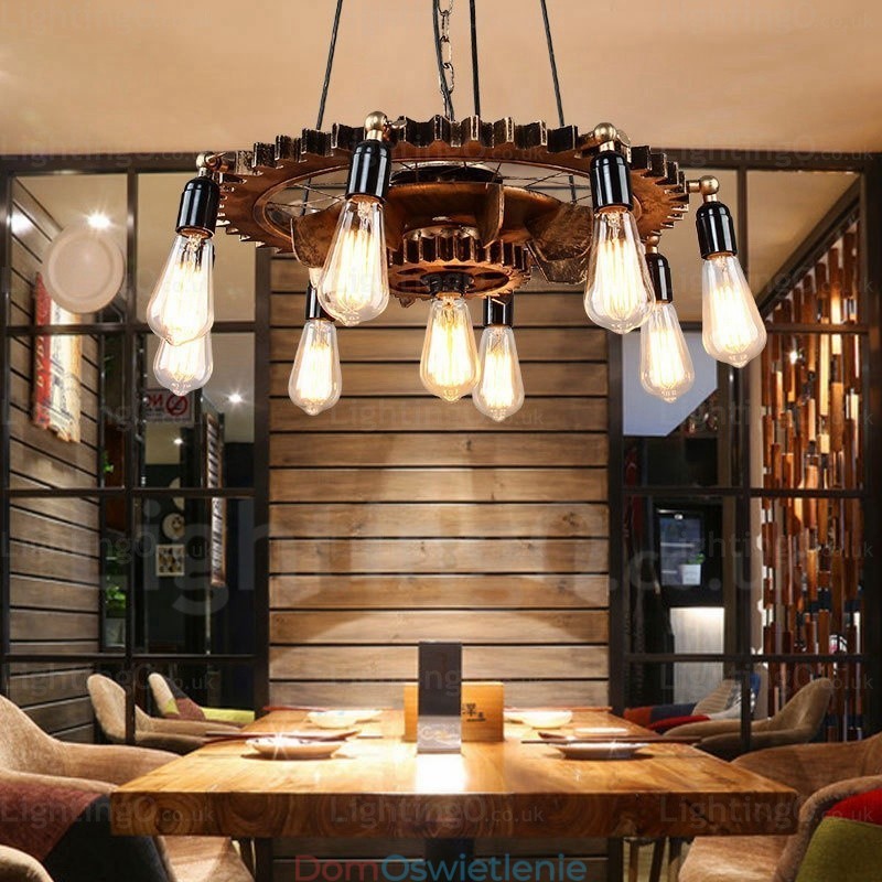 9-punktowa lampa wisząca w stylu vintage retro