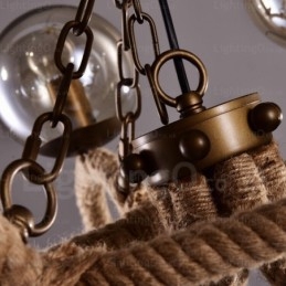 6-punktowa lampa wisząca w stylu vintage retro z kloszem szklanym