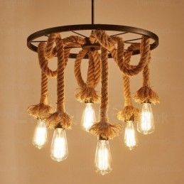 6-punktowa lampa wisząca w stylu vintage retro