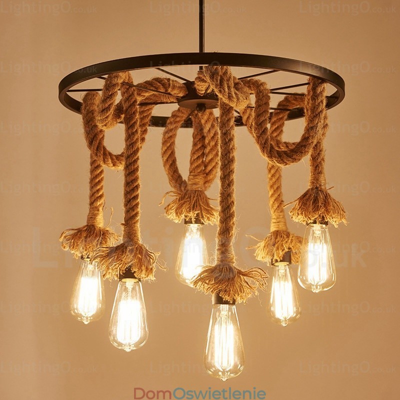 6-punktowa lampa wisząca w stylu vintage retro