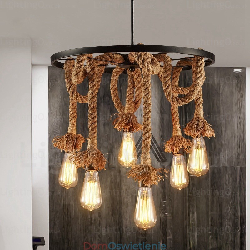 6-punktowa lampa wisząca w stylu vintage retro