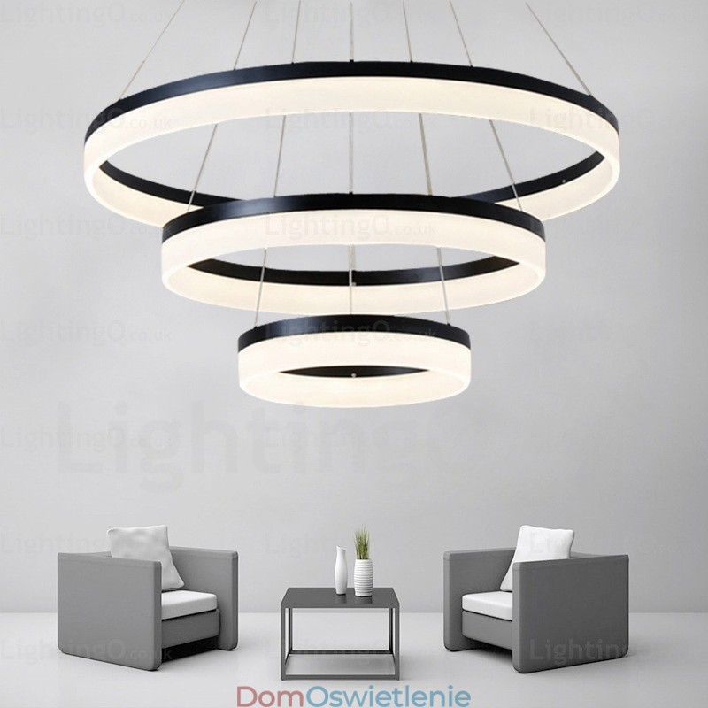 Wi-Fi Smart Dimmable 3 Rings Nowoczesna współczesna lampa wisząca z kloszem akrylowym
