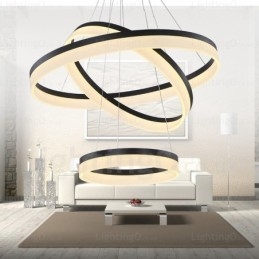 Wi-Fi Smart Dimmable 3 Rings Nowoczesna współczesna lampa wisząca z kloszem akrylowym