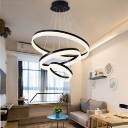 Wi-Fi Smart Dimmable 3 Rings Nowoczesna współczesna lampa wisząca z kloszem akrylowym