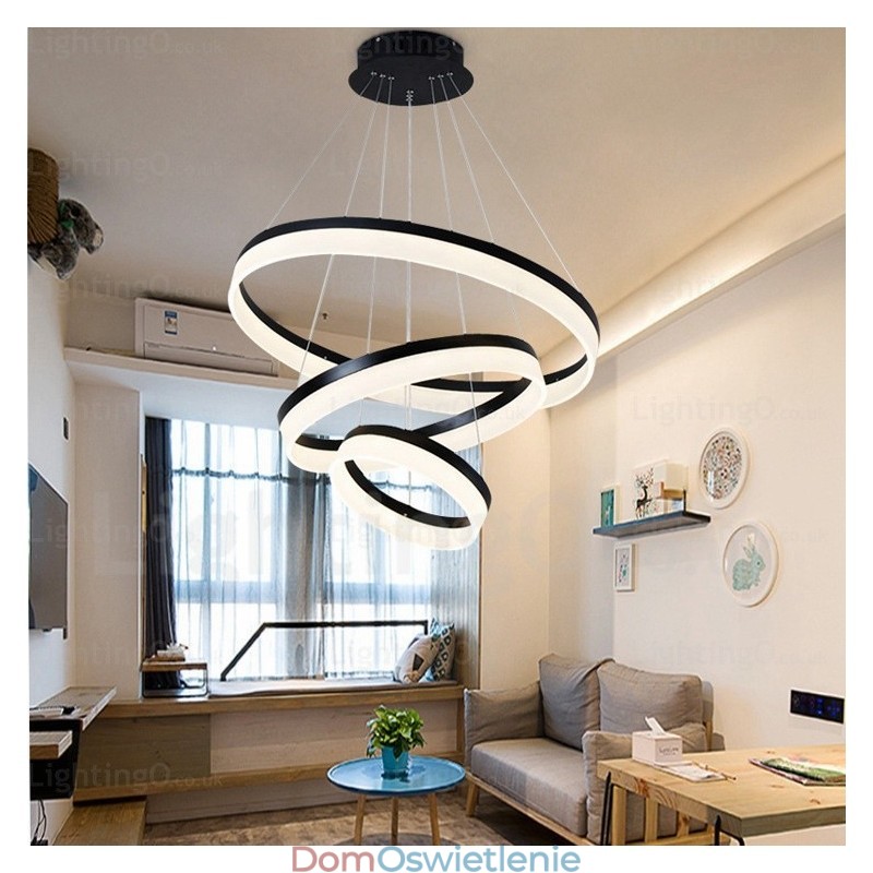 Wi-Fi Smart Dimmable 3 Rings Nowoczesna współczesna lampa wisząca z kloszem akrylowym