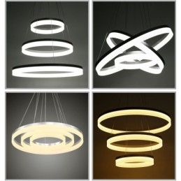 Wi-Fi Smart Dimmable 3 Rings Nowoczesna współczesna lampa wisząca z kloszem akrylowym