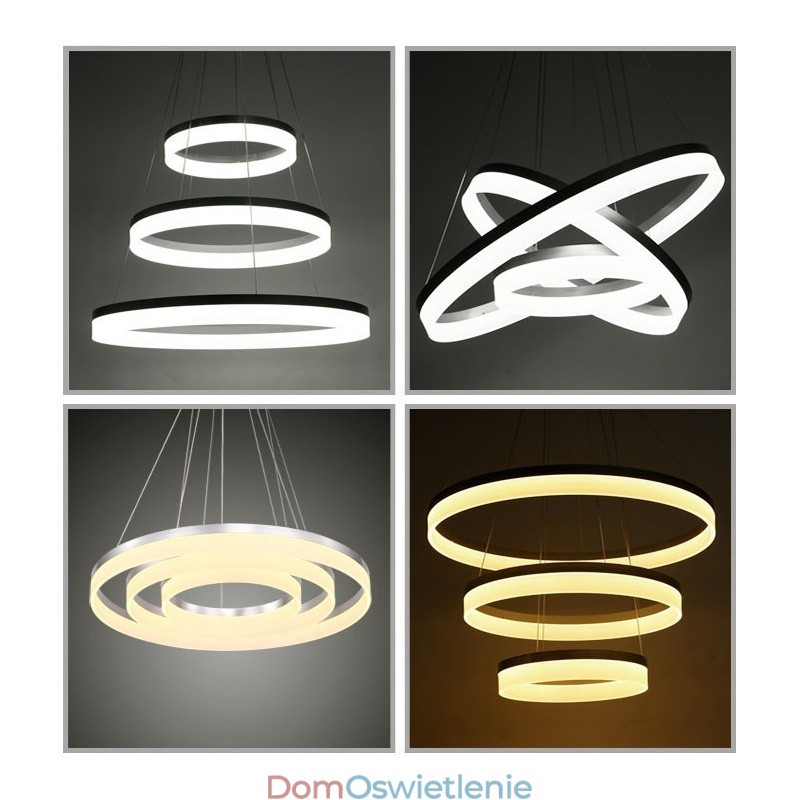Wi-Fi Smart Dimmable 3 Rings Nowoczesna współczesna lampa wisząca z kloszem akrylowym