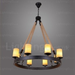 8-punktowa lampa wisząca w stylu vintage retro z kloszem marmurowym