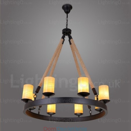 8-punktowa lampa wisząca w stylu vintage retro z kloszem marmurowym 8-punktowa lampa wisząca w stylu vintage retro z kloszem marmurowym