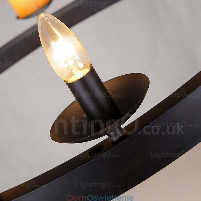 8-punktowa lampa wisząca w stylu vintage retro z kloszem marmurowym
