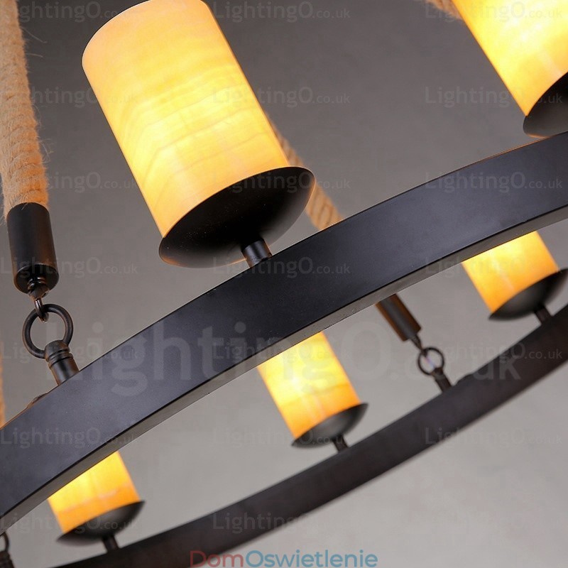 8-punktowa lampa wisząca w stylu vintage retro z kloszem marmurowym